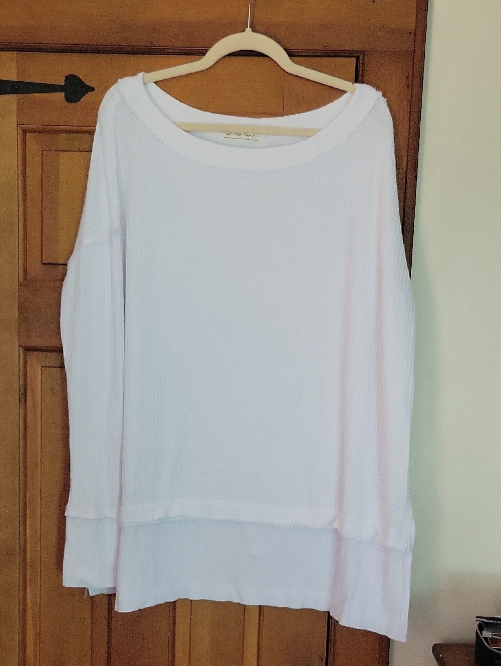 FREE PEOPLE White Waffle Lightweight Long Sleeve Tunic